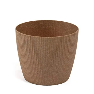 Image of Eco Flowerpot Herb Plant Flower pot Magnolia Jumper Windowsill Balcony Garden Container Bucket Organizer box decor Mix! Match! Play! (Ø 140 mm, Natural Wood)