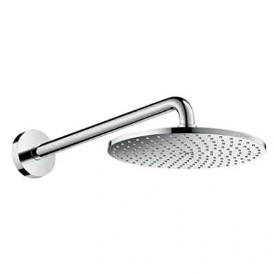 Image of hansgrohe Raindance S head shower with arm, round (⌀ 240 mm), rainfall 1 spray for wall mounting, anti limescale, chrome, 27607000