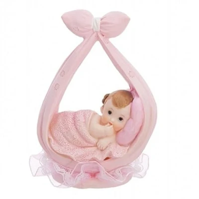 Image of PartyDeco cake figure in the shape of a girl scarf christening decoration baby shower gender reveal party table toppers decorations (Pink)