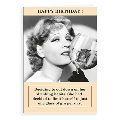 Image of Regal Publishing Humour Funny Birthday Card One glass of gin 7 x 5 inches
