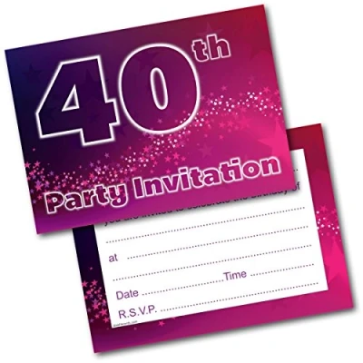 Image of Doodlecards 40Th Birthday Party Invitations Female Invites Pack of 20 Postcards and Envelopes