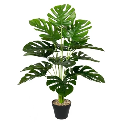 Image of AIVORIUY Artificial Plant in Pot Fake Tree Trunks Leaves Faux Potted for Indoor Outdoor Modern Decoration Home Office Living Room Bedroom Balcony Housewarming Gift (95cm Tall Large Palm)