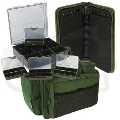 Image of NGT Carp Fishing 4 1 Tackle Box with Stiff Rig Wallet and Insulated Carryall Bag