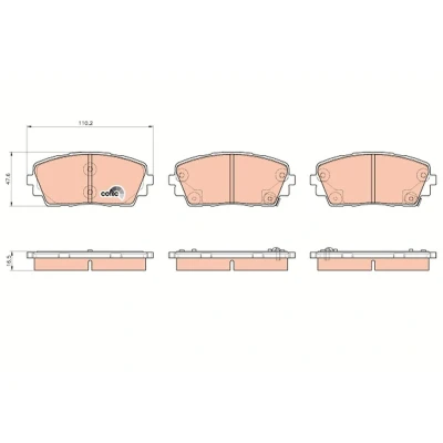 Image of 581011YA00, 581011YA30 Brake pad set TRW GDB3535 COTEC with acoustic wear warning accessories KIA: Picanto II