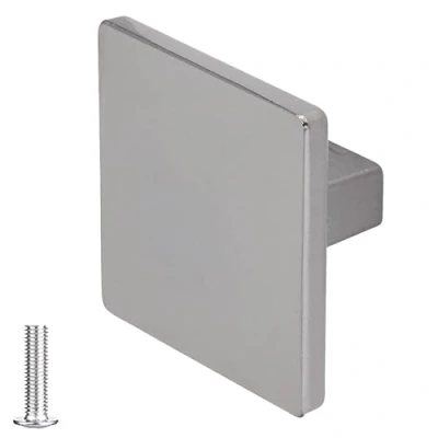 Image of Decoranddecor Calla Square Cabinet Knob Door Pull Handle Kitchen Cupboard Furniture Drawer (1 Pack, Polished Nickel Black)