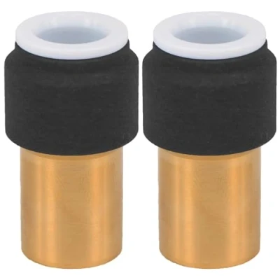 Image of SPARES2GO Radiator Valve 15mm x 10mm Black Pushfit Reducing Straight Speed Fit Compression Stem Valves (Pack of 2)
