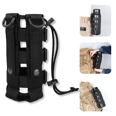 Image of BUENTYA Tactical Water Bottle Pouch Molle Holder Waterproof Kettle Bag Adjustable Webbing Bags with Drawstring for Hiking Camping Travel Sports