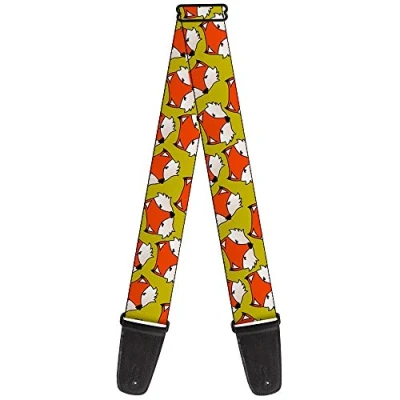 Image of Buckle Down Guitar Strap Fox Face Scattered Warm Olive2 2 Inches Wide
