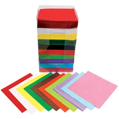 Image of Bright Ideas Tissue Paper Square Tower, 10 Assorted Colours, Bumper 4600 Sheets, 10cm Squares for Crafts 17gsm Stationery Arts, Ideal Schools, Home Crafting and Kids Scrapbooking