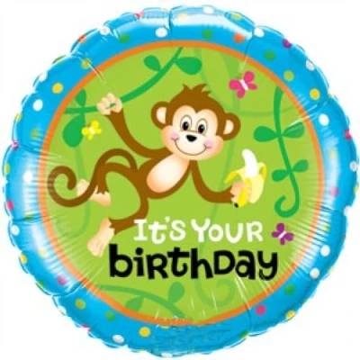 Image of Toyland® 18&quot; &#039;It&#039;s Your Birthday&#039; Monkey Round Foil Helium Balloon Celebration &amp; Party Decorations