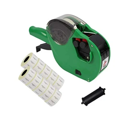 Image of Panther™ PL 2616 10/7 2 Line Pricing Gun Starter Pack with 10,000 White Permanent &#039;Produced On/Use by&#039; Labels Black Text