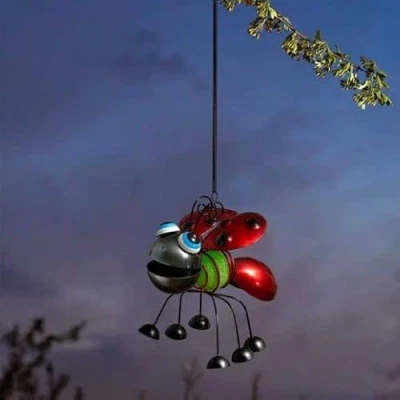 Image of Smart Garden Hanging Metal Glow in the Dark Ladybird Ornament 15.5 x 9.5 cm