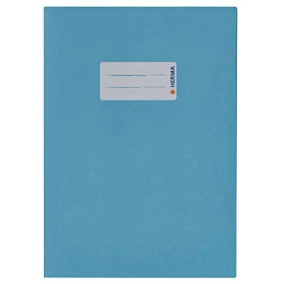 Image of HERMA 7087 Paper Notebook Covers DIN A5, Book with Labelling Field, Made of Strong Recycled and Rich Colours, Set 10 Exercise Protectors for School Books Light Blue