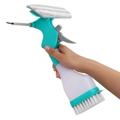 Image of 4 in 1 Window Cleaning Kit,Multifunction Cleaner Tool with Spray Bottle Squeegee and Microfiber Washer Head for Indoor Outdoor Glass Shower Car