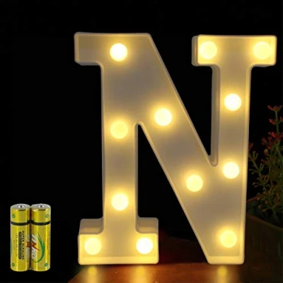 Image of HONPHIER® Letter Lights Decorative LED Alphabet Marquee Decoration Light Up Sign Night Battery Operated for Birthday Party Wedding Receptions Holiday Bar Home Bedroom Bath Decor (N)
