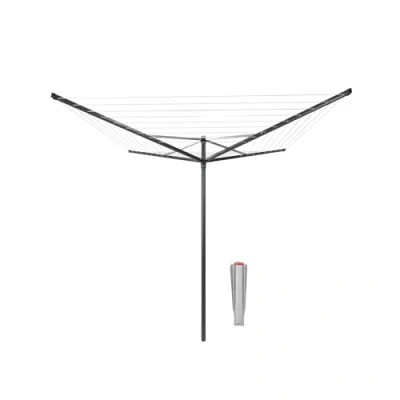 Image of Brabantia Topspinner 50 Metres of Clothes Line UV Resistant &amp; Non Slip Lining Smooth Turns Umbrella System Rotary Dryer with Ground Spike 45 mm Anthracite ø 295 cm