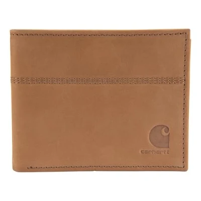 Image of Carhartt Men&#039;s Bifold and Passcase Wallet, Durable Billfold Wallets, Available in Leather Canvas Styles Bag, Saddle (Brown), One Size UK