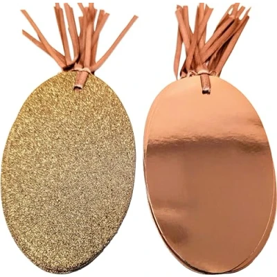 Image of Luxury Rose Gold Oval Tags, Glitter &amp; Foil Design