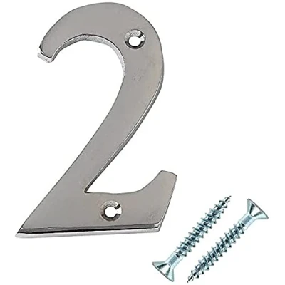 Image of The Home Fusion Company Polished Chrome Screw On House Door/Gate Numbers And Letters 0 9 A B Post Wall