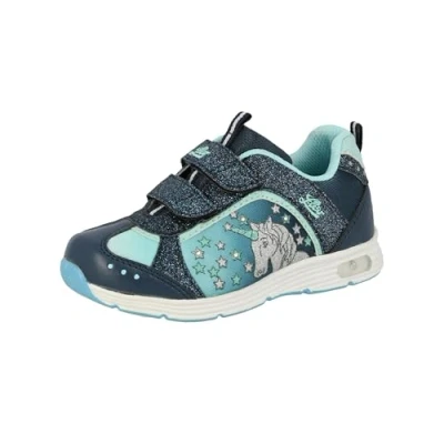 Image of Lico Girl&#039;s Unicorn V Blinky Sneaker, Navy Turquoise, 7 UK