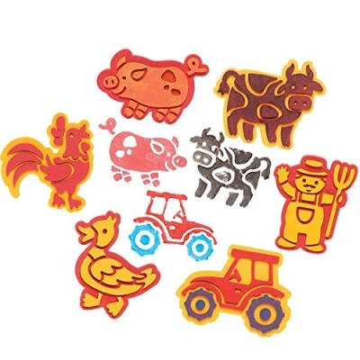 Image of Baker Ross FE536 Farm Craft Foam Stampers Pack of 10, Stamps, Stamp Sets for Children, Ideal Kids Arts and Crafts Projects