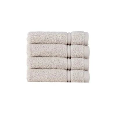 Image of Christy Antalya Face Cloths Set of 4 100% Turkish Cotton 600GSM Soft Plush Luxury Flannels Wash Quick Dry Pumice Beige