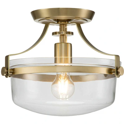 Image of Quoizel Penn Station Cylindrical Ceiling Light Brushed Brass
