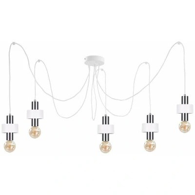 Image of Unica Cluster Pendant Ceiling Light White, Silver, 5x E27