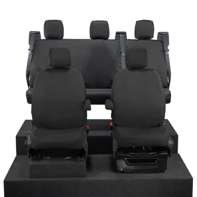 Image of UK Custom Covers To Fit Ford Transit RS (2013 2023) Tailored Heavy Duty Waterproof Front &amp; Rear Seat (5 Seater) Black SC275B SC131BAD54