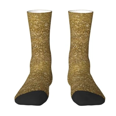 Image of ButxeT Crew Socks,Compression Socks Casual Novelty Sports 40CM Long For Unisex,Gold Glitter Sparkle Glittery Sparkly