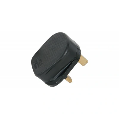 Image of Mercury Rubber UK mains plug, 13A fuse, black