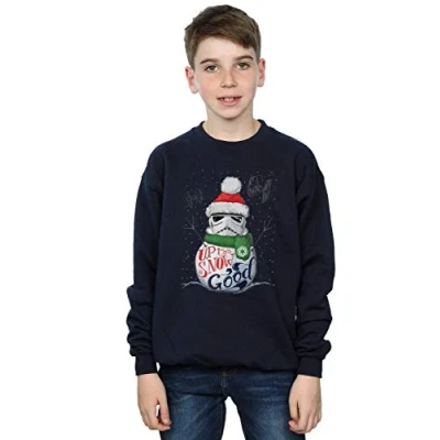 Image of Star Wars Boys Stormtrooper Up to Snow Good Sweatshirt Navy Blue 5 6 Years