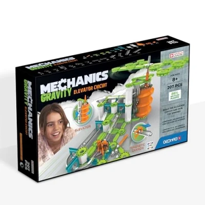 Image of Geomag Mechanics Gravity Elevator Circuit Educational and Creative Game for Children Magnetic Building Blocks, with Recycled Plastic Set of 207 Pieces