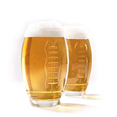 Image of 40YARDS American Football Glass (Set of 2) with Raised Seam (600 ml) Great as a Gift for Fans or Decoration at the Bowl Party