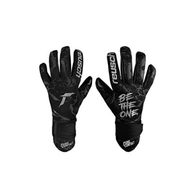 Image of Reusch Pure Contact Infinity Junior Grippy and Breathable Goalkeeper Gloves Kids Teenagers Football for Boys Girls Perfect Artificial Grass, Black, 5.5