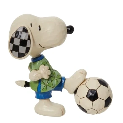 Image of Enesco Jim Shore Peanuts Mini Snoopy Soccer Figurine 3 Inch Multicolor