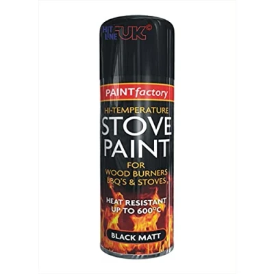 Image of Black Heat Resistant High Temperature Matt Spray Stove Paint 400ml