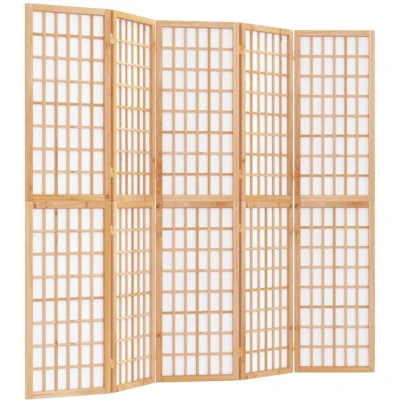 Image of vidaXL Folding 5 Panel Room Divider Japanese Style 200x170 cm