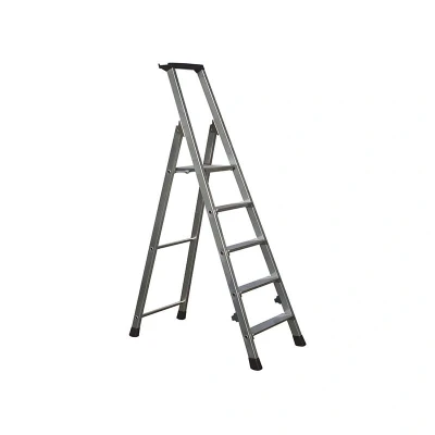 Image of Zarges Folding Step Ladder, Single Sided Access, With Storage Tray, For Light Use, 5 Steps Incl. Platform