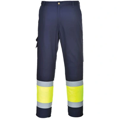 Image of Portwest Hi Vis Lightweight Contrast Class 1 Service Trousers Yellow/Navy Large