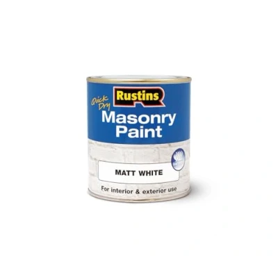Image of RUSTINS Masonry Paint, White, 500 ml (Pack of 1)