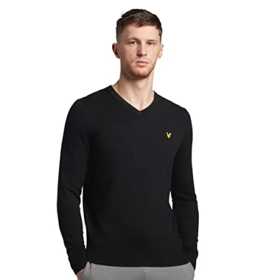 Image of Lyle &amp; Scott V NECK Jumper, Men&#039;s, Size: Small, Jet black