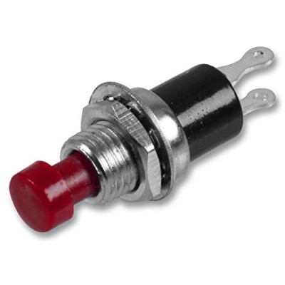 Image of Pro Power PPW01075 Miniature Push Button Switch, Red, Latching, SPST, Off On, 125V, 1A