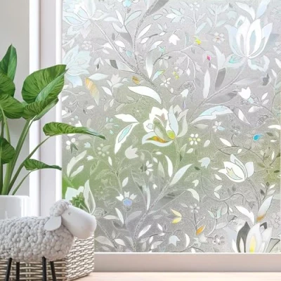 Image of Zindoo Privacy Window Film Stain Glass Cling No Glue Static Decorative Covering Frosted 60 x 200CM