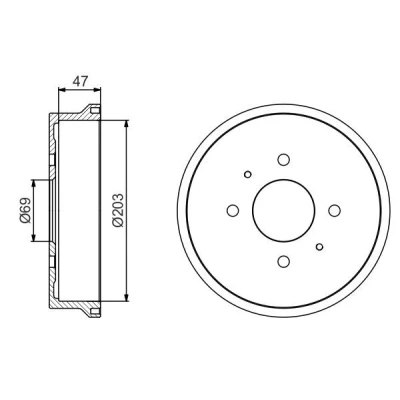 Image of 4544230101, 4615A012 Brake Drum BOSCH 0 986 477 235 239mm Rear Axle MITSUBISHI: COLT 6, SMART: Forfour I