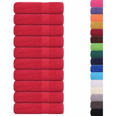 Image of vidaXL Hand Towels 10 pcs Red 50x100 cm 360 gsm 100% Cotton