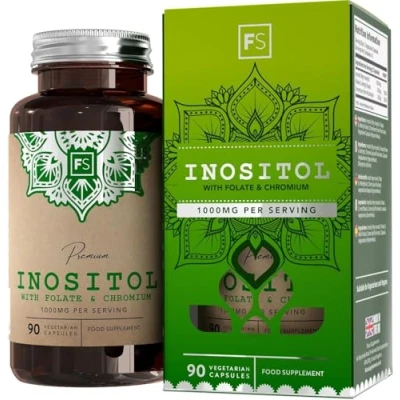 Image of FS Inositol 90 Myo Capsules with Folate &amp; Chromium High Strength 1000mg 200mg 100mg per Serving Supplements for Women Non GMO Allergen Free