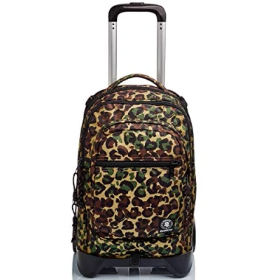 Image of Invicta Rolling backpack, NEW PLUG ANIMALIER, Wheeled Book Bag, 3 in 1, Detachable Backpack + Trolley, For Teen, Girls&amp;Boys, School, Sport, Free Time, Laptop Sleeve, Italian Design, green