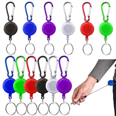 Image of Pack of 12 Extendable Lanyard, Retractable ID Card Holder, Key Reel, Fob, for Badges, Cards, Cards