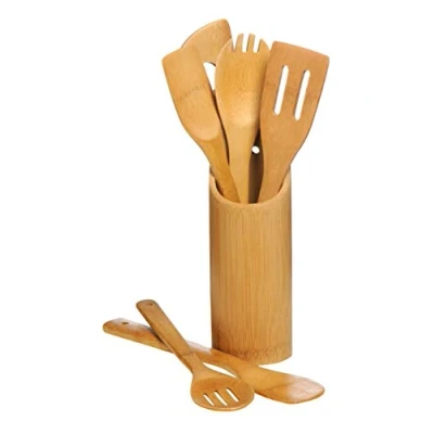 Image of Premier Housewares Utensil Holders Bamboo Set Utensils Holder of 6 Kitchen 32 Cm X 8